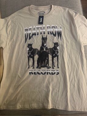 Death Row Records Graphic Tee - Beige with Black Print